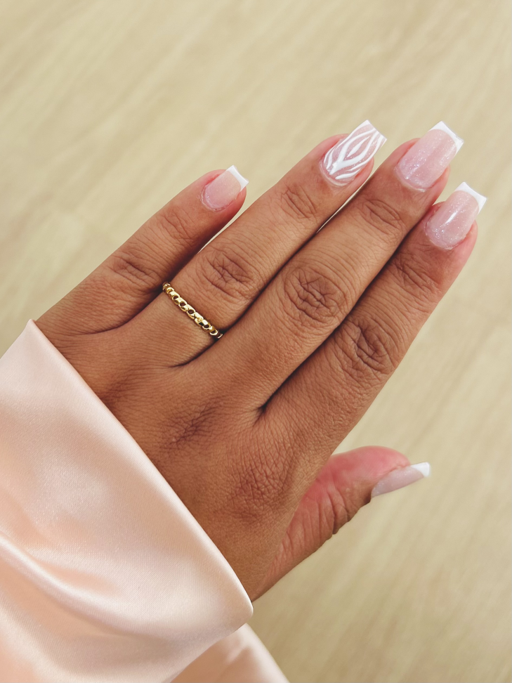 Anel Corrente Fina De Elos Banhado a Ouro 18K - #3