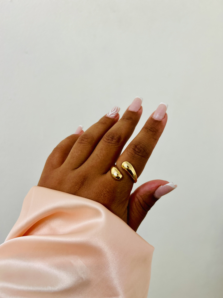 Anel Ajustável Gota Dupla Banhado Ouro 18k (Minimalista) - #10