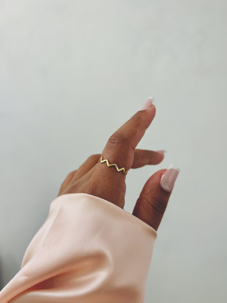 Anel Wave Zig Zag Banhado Ouro 18k - #6