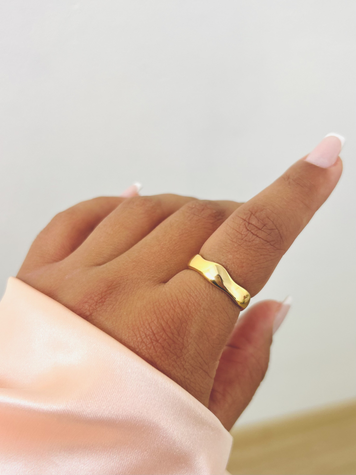 Anel Ajustável Orgânico Irregular Banhado Ouro 18k - #2