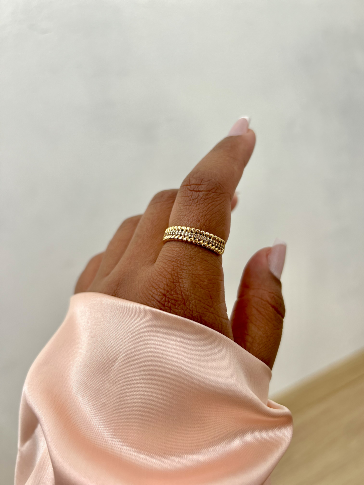 Anel Cravejado Luxo Banhado Ouro 18k (Efeito Tifany) - #3