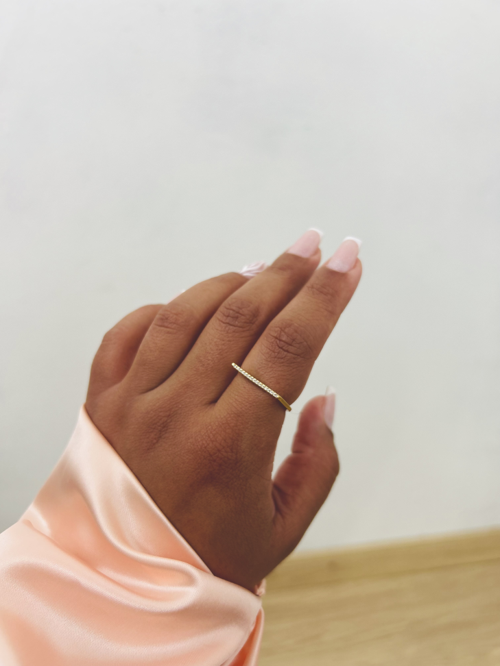 Anel Thin Line (linha fina) Zircônia Ouro 18k - #5