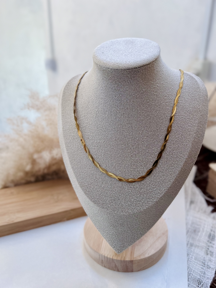 COLAR MALHA TRANÇADA AÇO INOX | Luxo, Não Escurece! - #2