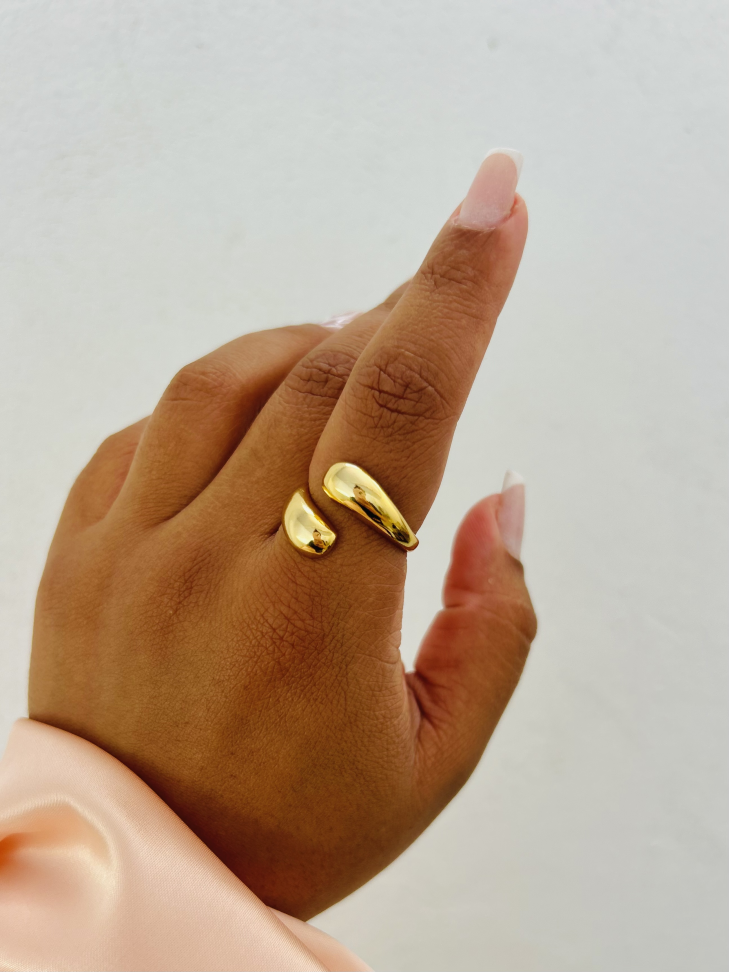 Anel Ajustável Gota Dupla Banhado Ouro 18k (Minimalista) - #7