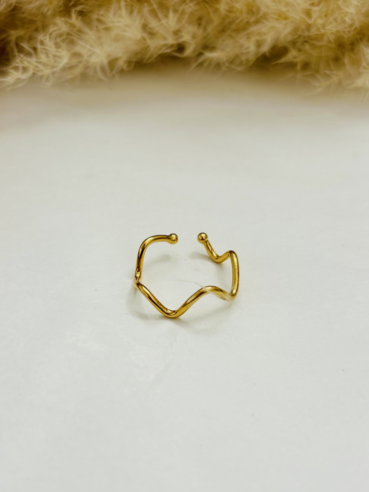Anel Wave(ondulado) Banhado a Ouro 18k - #10