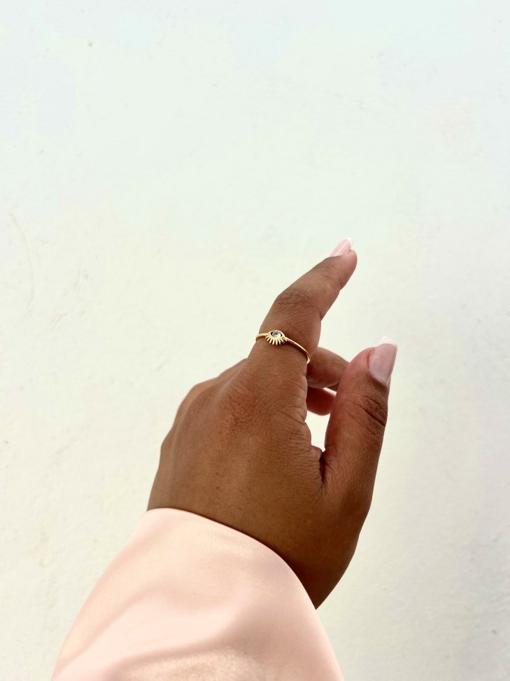 Anel Olho Grego Dourado ELOS | Semijoia de Proteção Banhada a Ouro 18K IRRADIA - #5