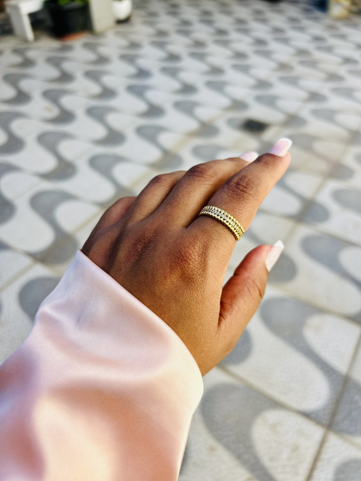 Anel Cravejado Luxo Banhado Ouro 18k (Efeito Tifany) - #4