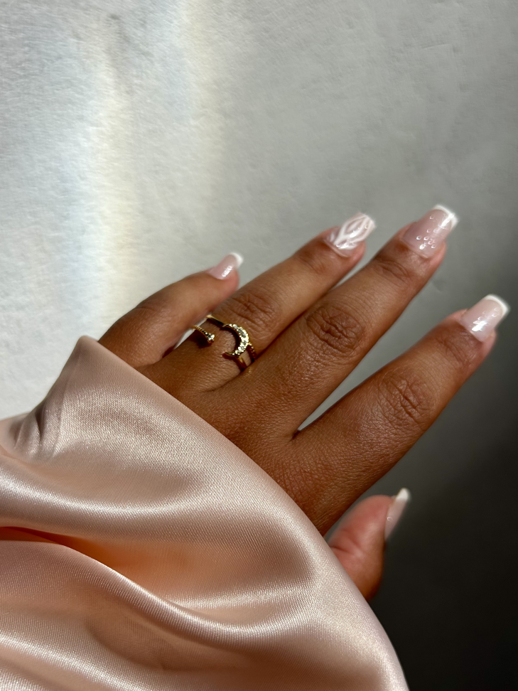 Anel Ajustável Lua e Estrela Cravejada Banhado Ouro 18k (Celestial) - #15