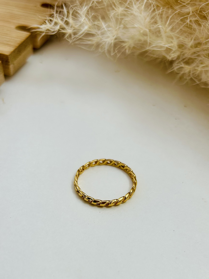 Anel Corrente Fina De Elos Banhado a Ouro 18K - #4