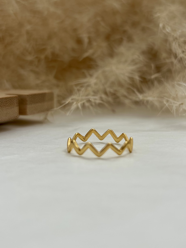 Anel Wave Zig Zag Banhado Ouro 18k - #5
