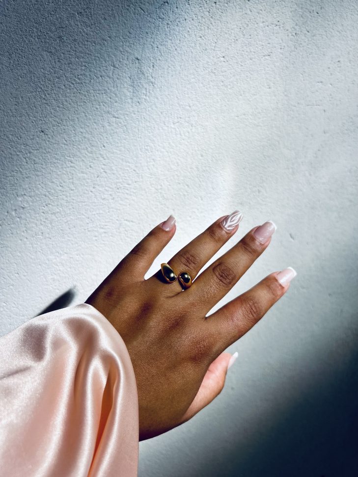 Anel Ajustável Gota Dupla Banhado Ouro 18k (Minimalista) - #12