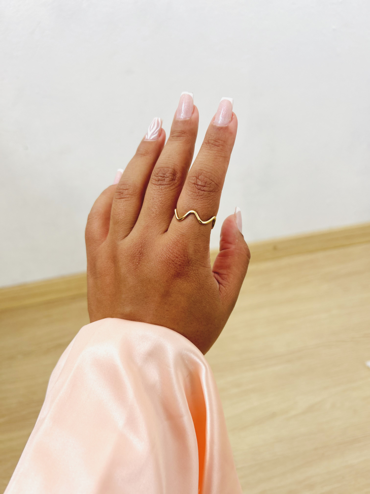 Anel Wave(ondulado) Banhado a Ouro 18k - #12