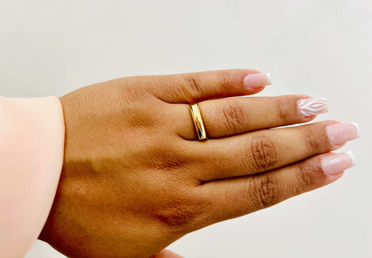 Anel de Sinete Clássico Banhado Ouro 18k (Signet Ring) - #6