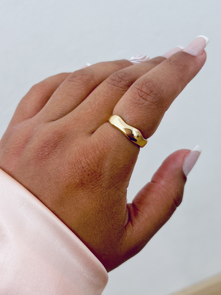 Anel Ajustável Orgânico Irregular Banhado Ouro 18k - #4