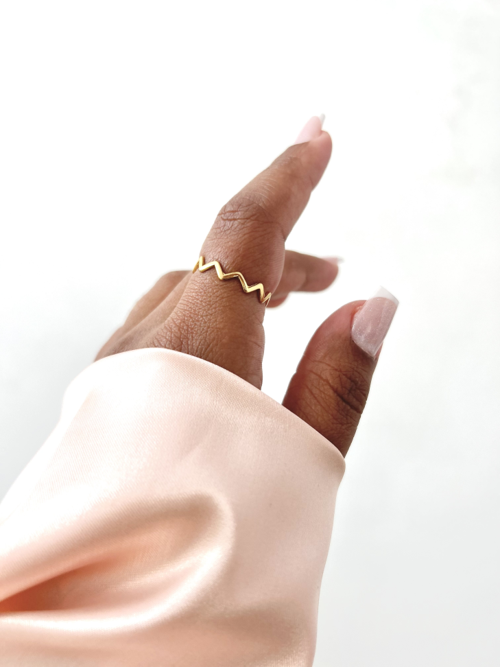 Anel Wave Zig Zag Banhado Ouro 18k - #2