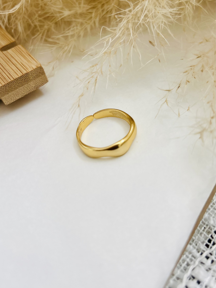 Anel Ajustável Orgânico Irregular Banhado Ouro 18k - #3