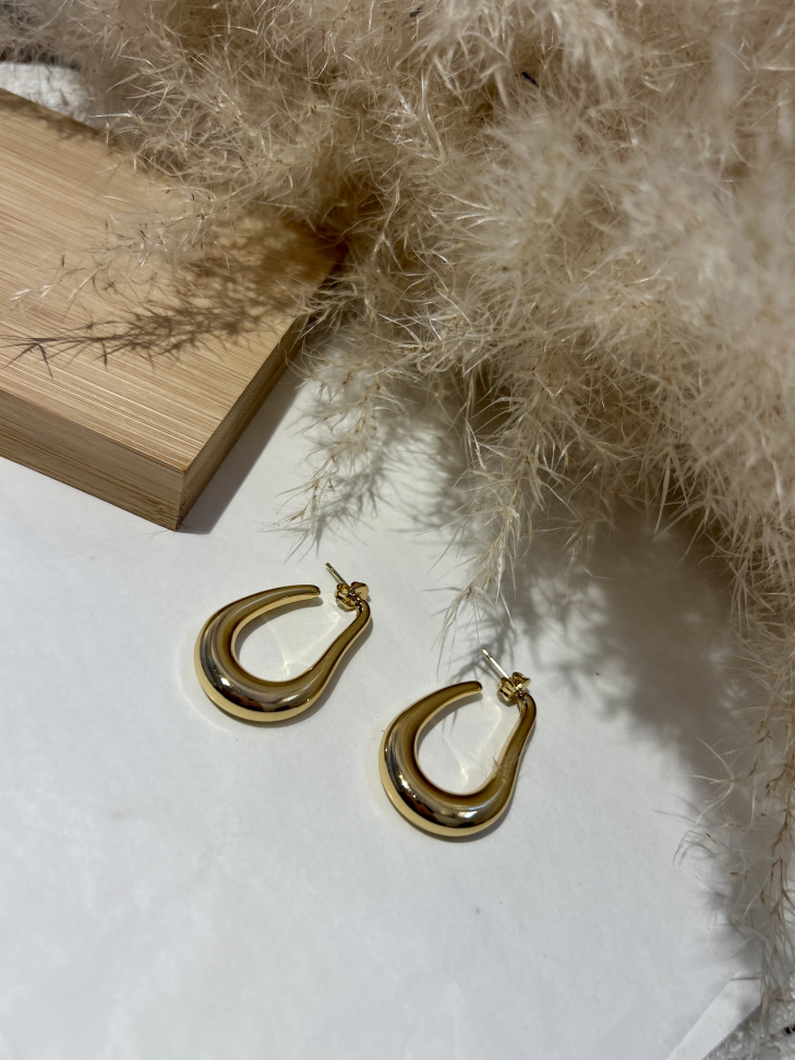 Brinco Argola Gota Alongada Dourada Aço Inox Hipoalergênico - #2