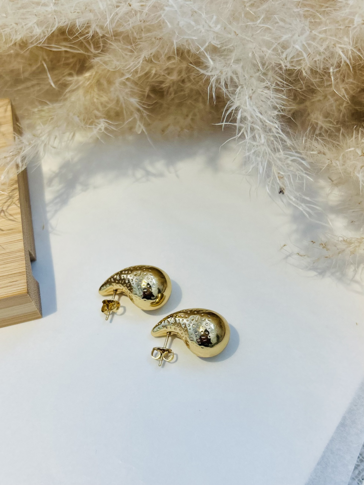 BRINCO GOTA ESCULTURAL TEXTURIZADA AÇO INOX - #3