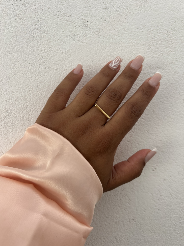 Anel Minimalista Barra Reta Banhado a Ouro 18K - #10