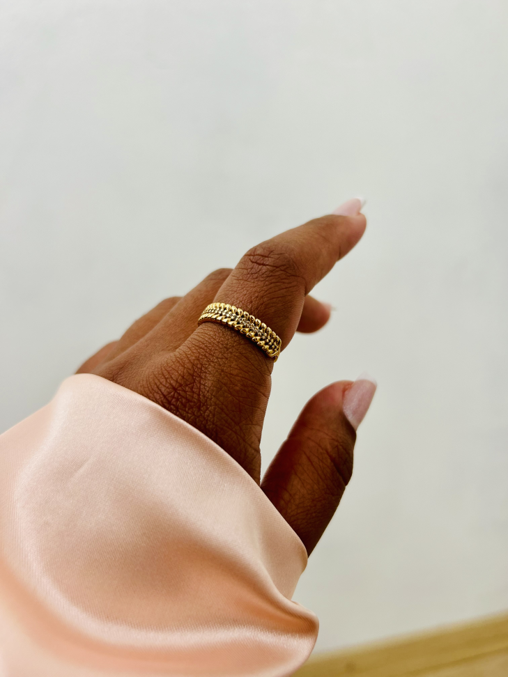 Anel Cravejado Luxo Banhado Ouro 18k (Efeito Tifany) - #6