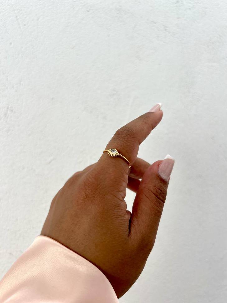 Anel Olho Grego Dourado ELOS | Semijoia de Proteção Banhada a Ouro 18K IRRADIA - #8