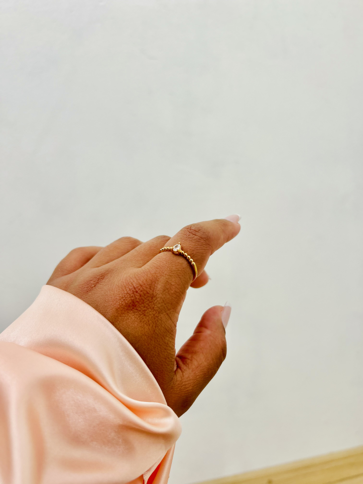 Anel Cravejado Luxo Banhado Ouro 18k (Efeito Tifany) - #7