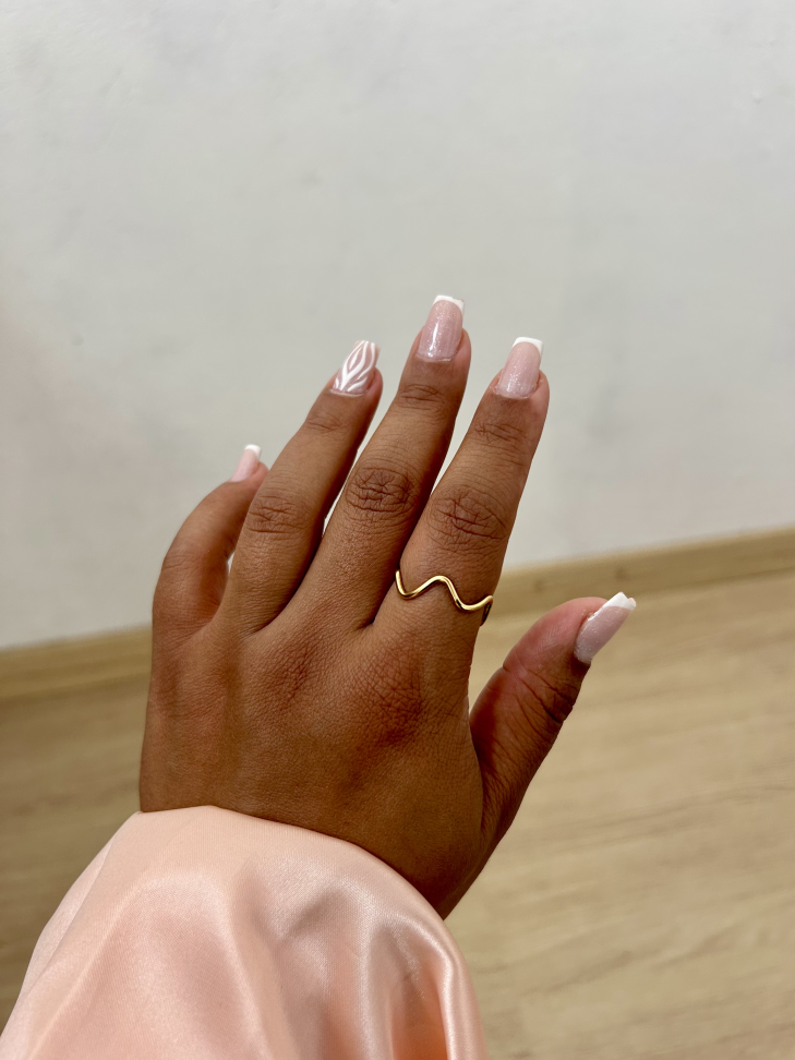 Anel Wave(ondulado) Banhado a Ouro 18k - #13