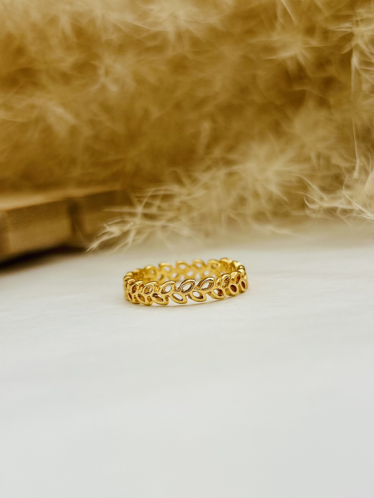 Anel Eternity Folhas Banhado Ouro 18k (Aparador Botânico) - #3