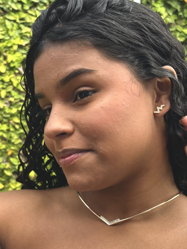 Brinco Zigue-Zague Cravejado Zircônia | Banhado a Ouro 18k - #2