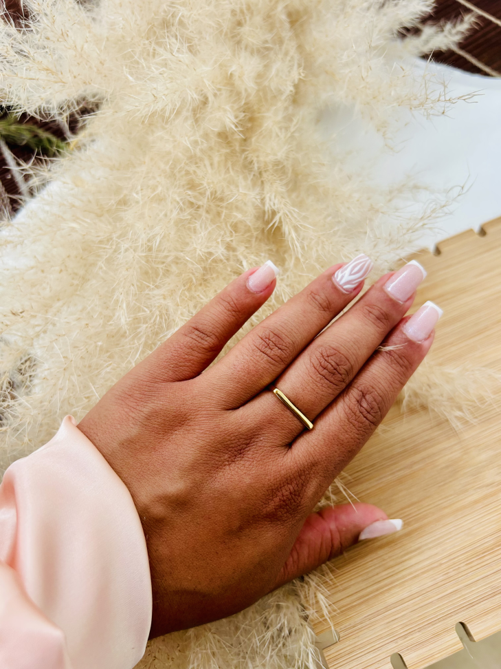 Anel Minimalista Barra Reta Banhado a Ouro 18K - #8