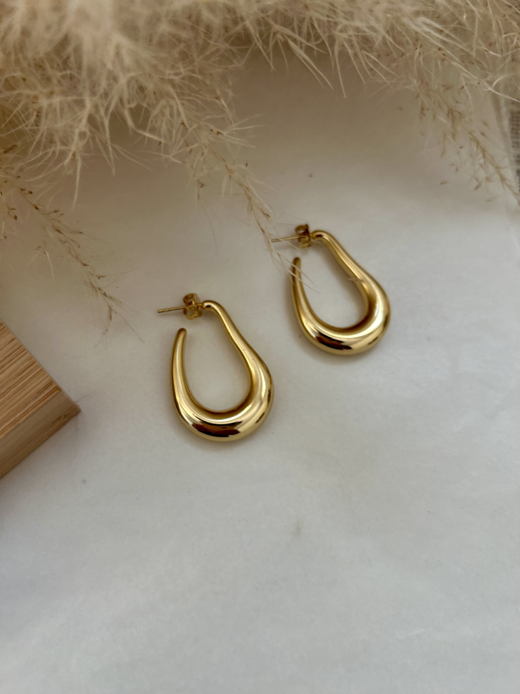 Brinco Argola Gota Alongada Dourada Aço Inox Hipoalergênico - #4