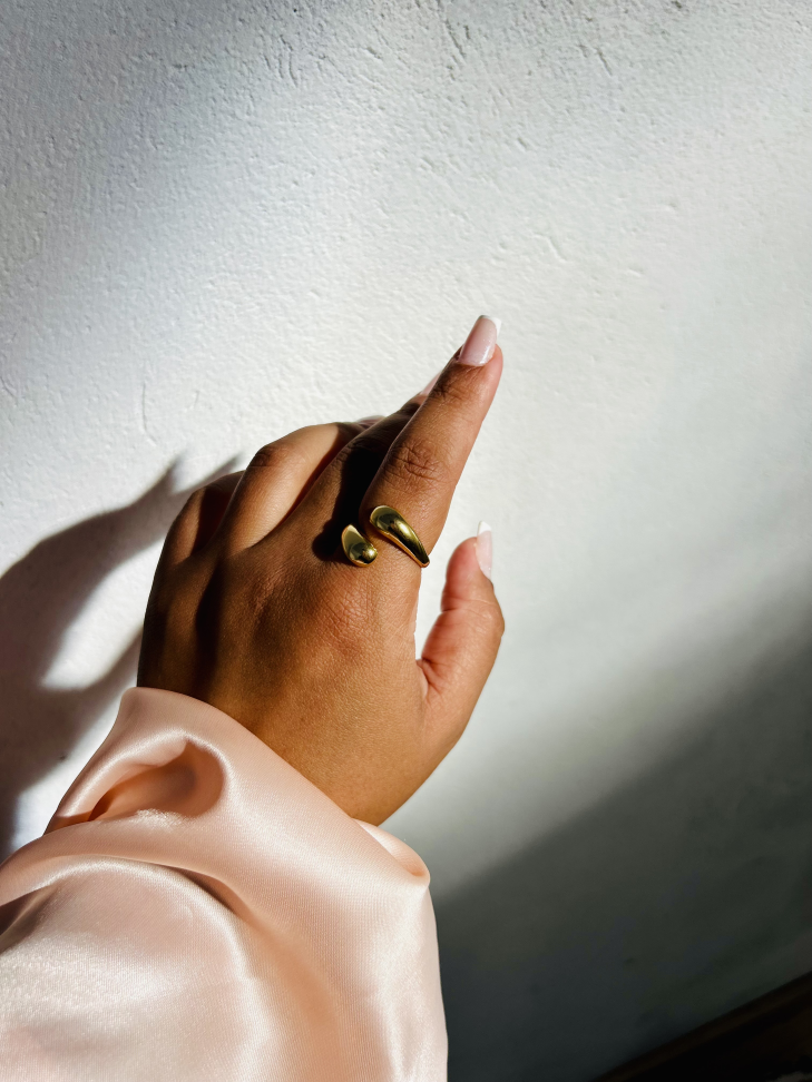 Anel Ajustável Gota Dupla Banhado Ouro 18k (Minimalista) - #16