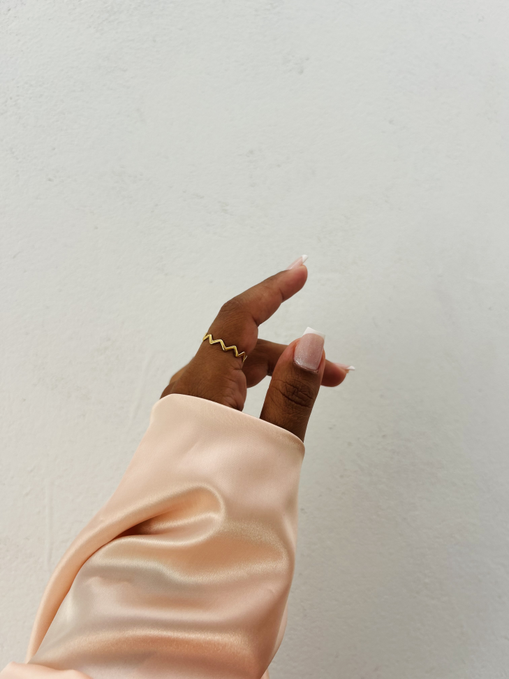 Anel Wave Zig Zag Banhado Ouro 18k - #8