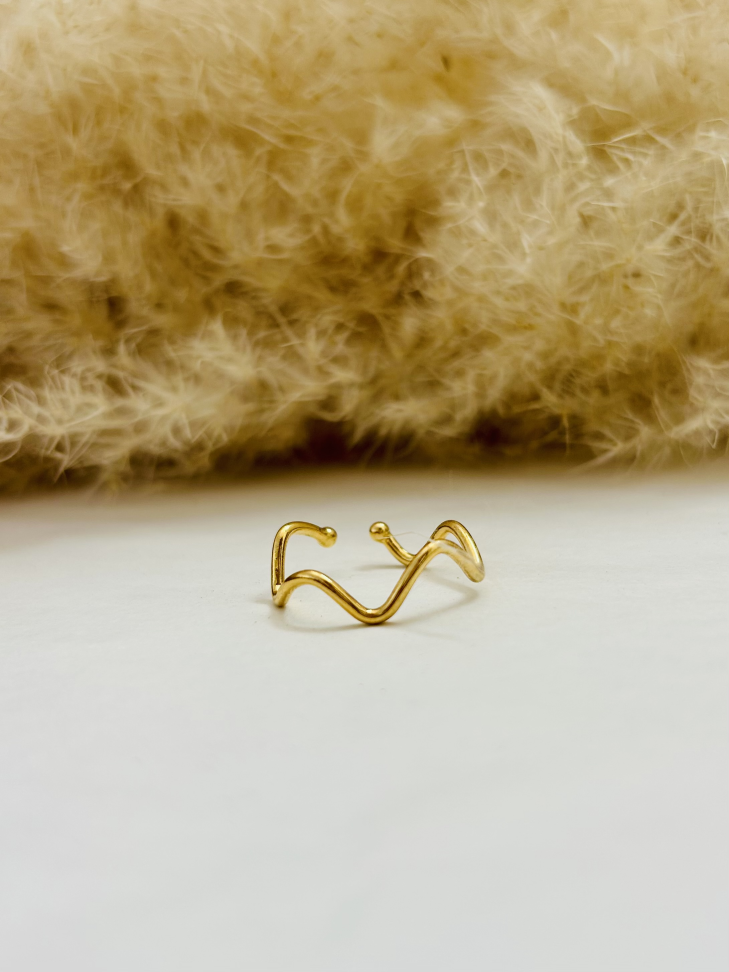 Anel Wave(ondulado) Banhado a Ouro 18k - #3