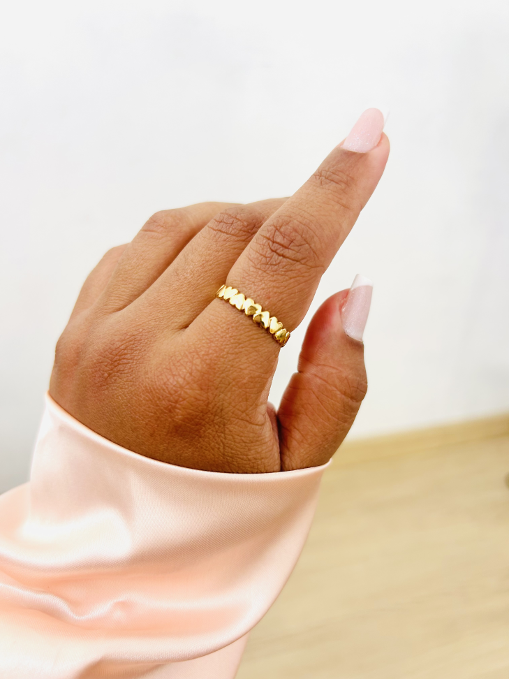 Anel Corações Banhado Ouro 18k - #4