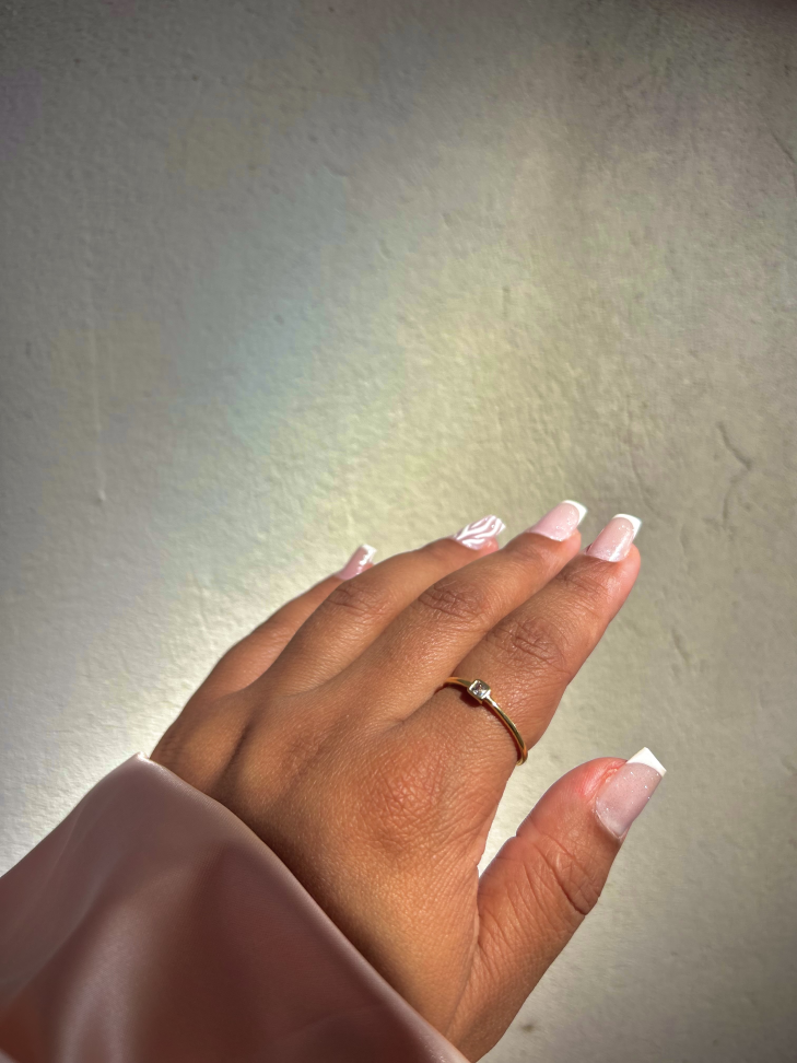 Anel Solitário Ponto de Luz Quadrado Banhado Ouro 18k - #5