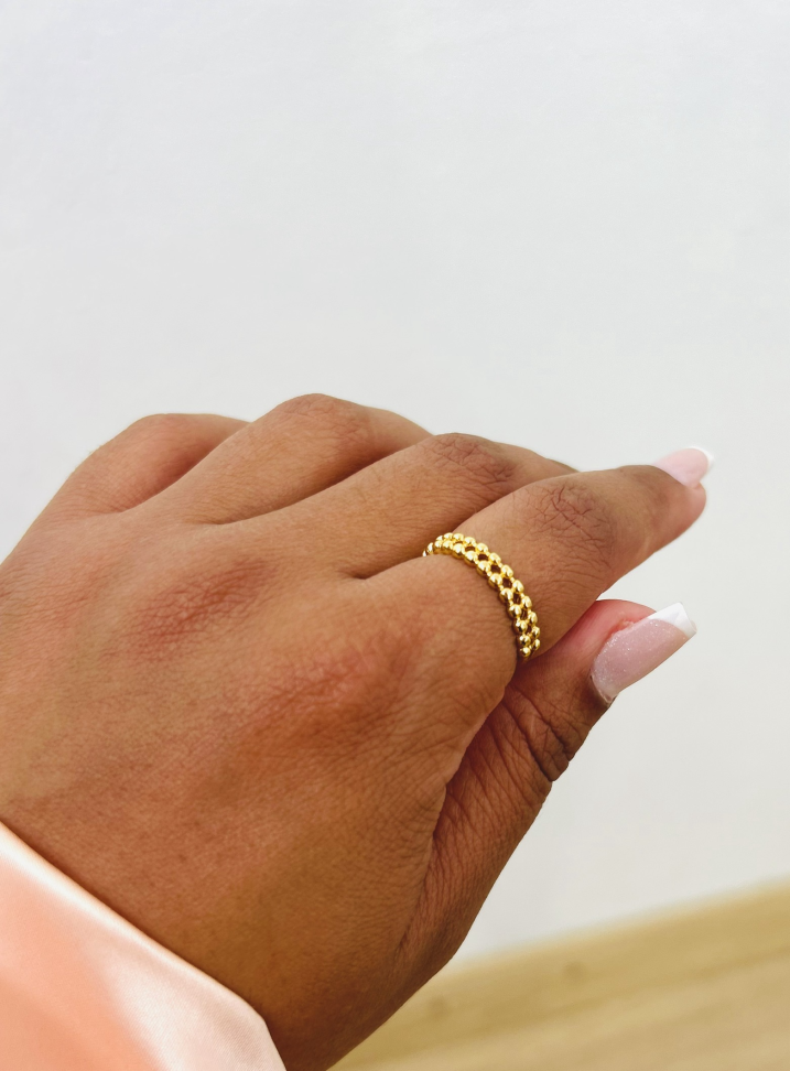 Anel Aro Duplo Bolinhas Banhado Ouro 18k - #3