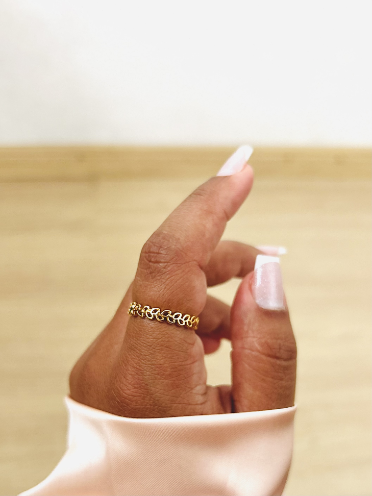 Anel Eternity Folhas Banhado Ouro 18k (Aparador Botânico) - #5