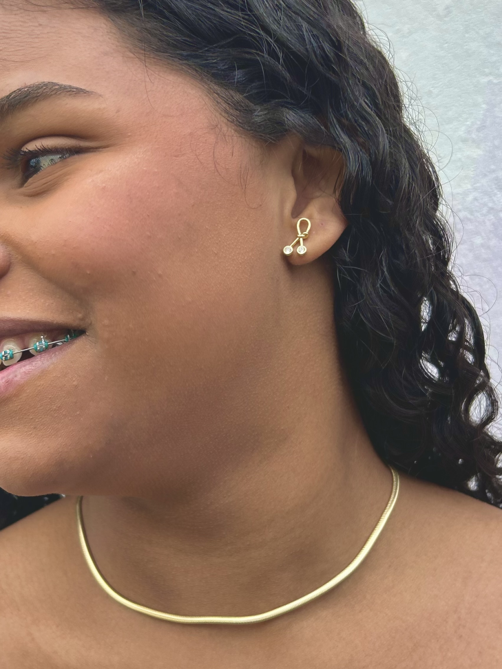 Brinco Nó Lapão com Zircônia Banhado a ouro 18k - #2