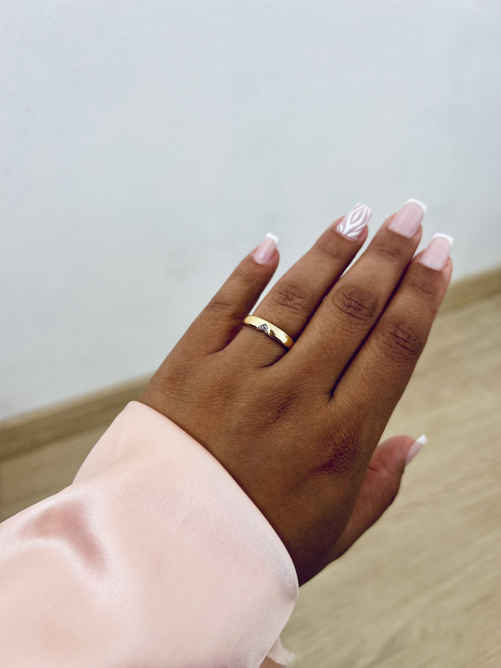 Anel Meia-Aliança Coração Cravejado Banhado Ouro 18k (Discreto) - #6