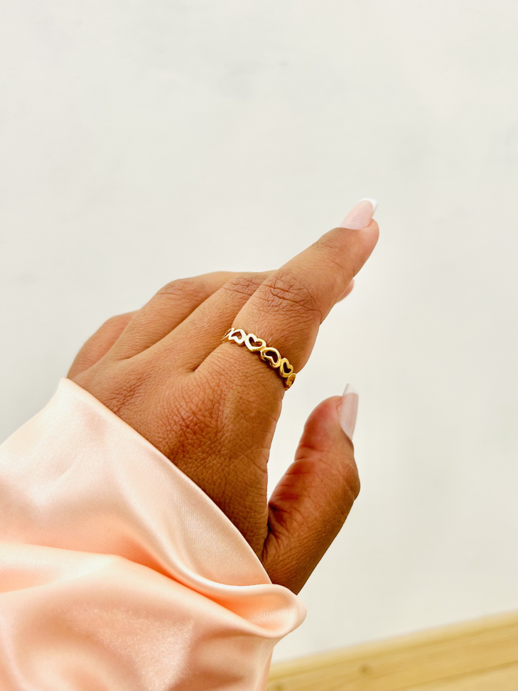 Anel Corações Eternity Banhado Ouro 18k (Vazado) - #5