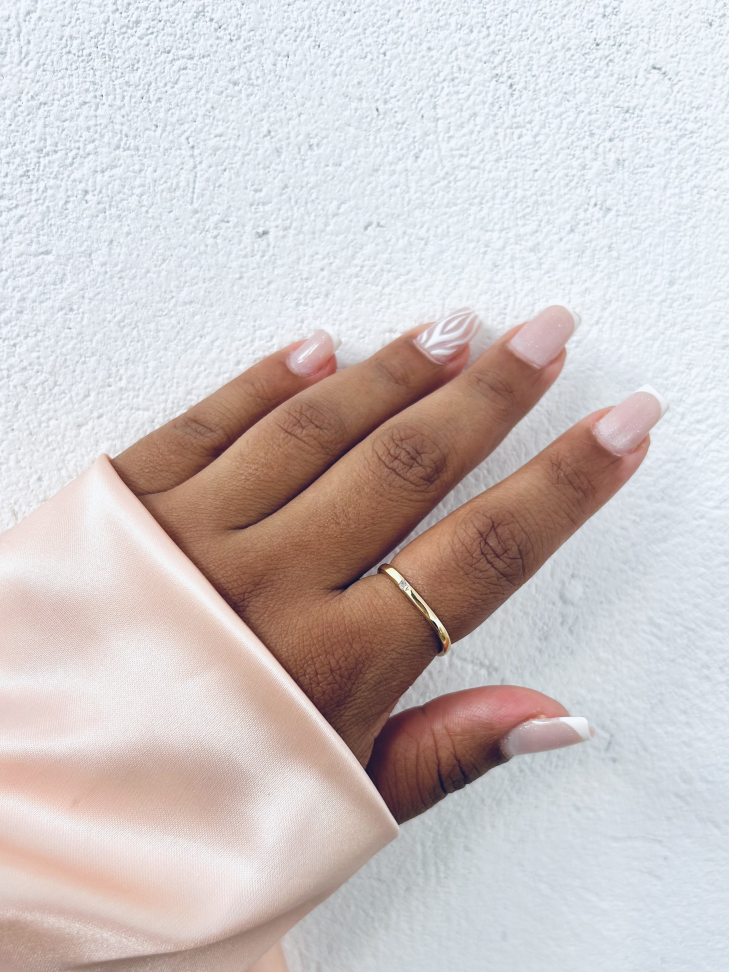 Anel Square Arredondado Solitário Cravejado Banhado a Ouro 18K - #14