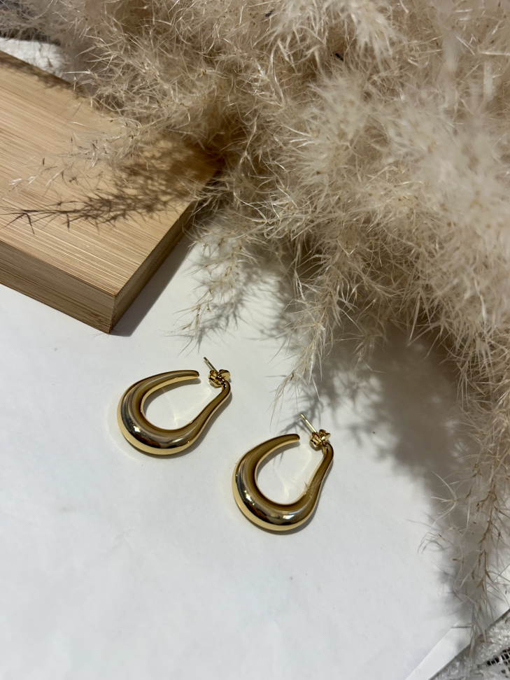 Brinco Argola Gota Alongada Dourada Aço Inox Hipoalergênico - #5