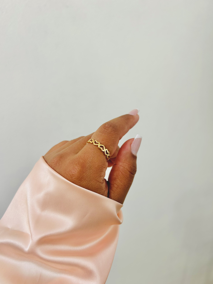 Anel Corações Eternity Banhado Ouro 18k (Vazado) - #6