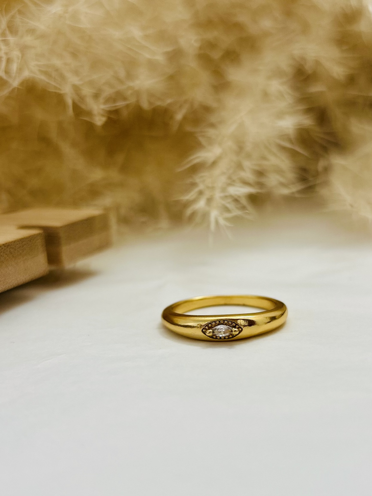 Anel Cúpula com Ponto de Luz Banhado Ouro 18k (Clássico) - #2