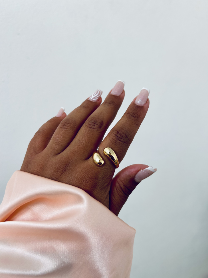 Anel Ajustável Gota Dupla Banhado Ouro 18k (Minimalista) - #2