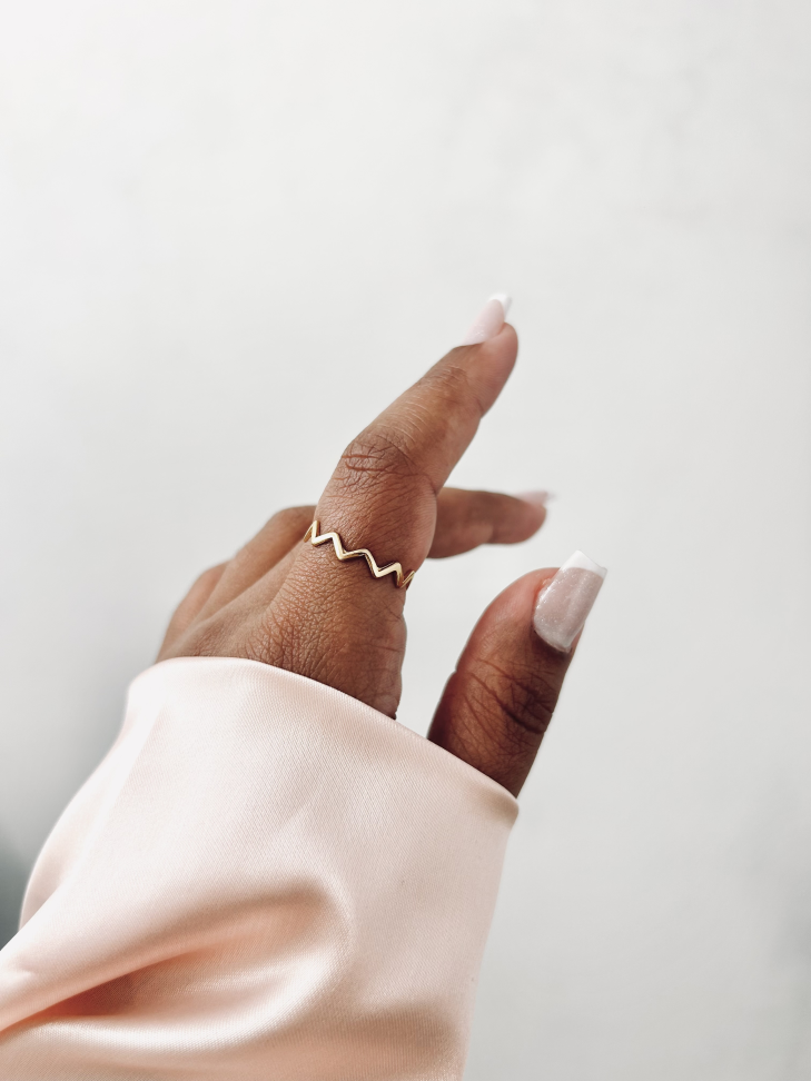 Anel Wave Zig Zag Banhado Ouro 18k - #7