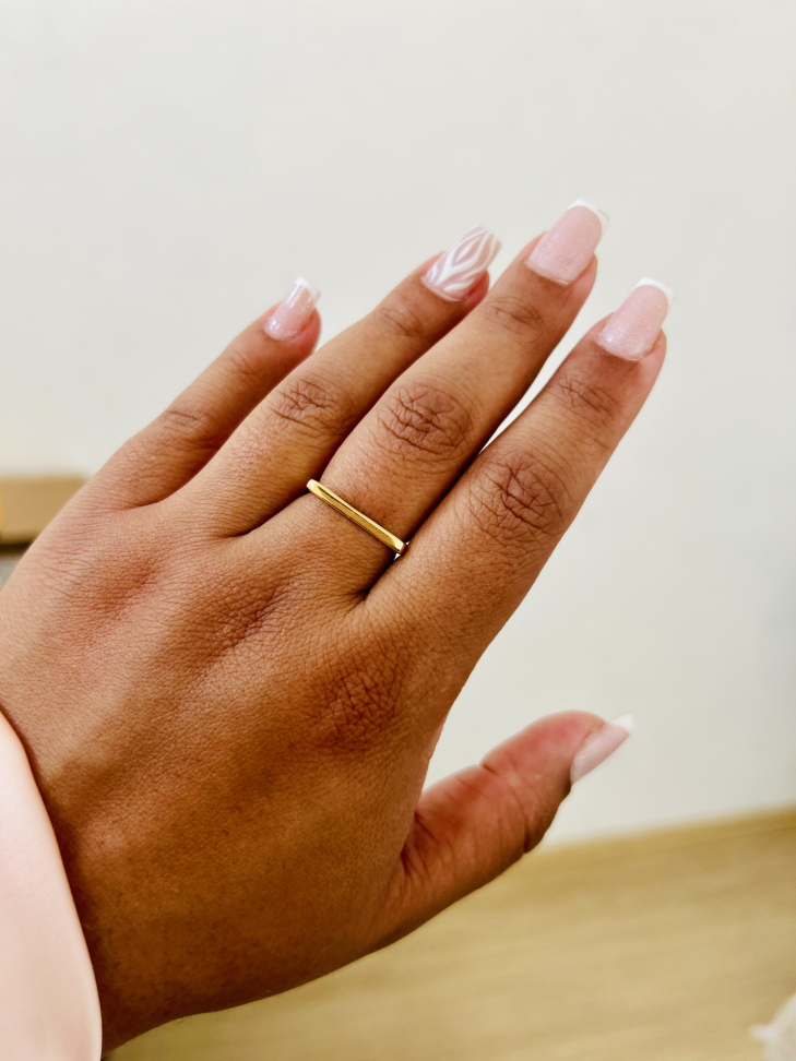 Anel Minimalista Barra Reta Banhado a Ouro 18K - #5