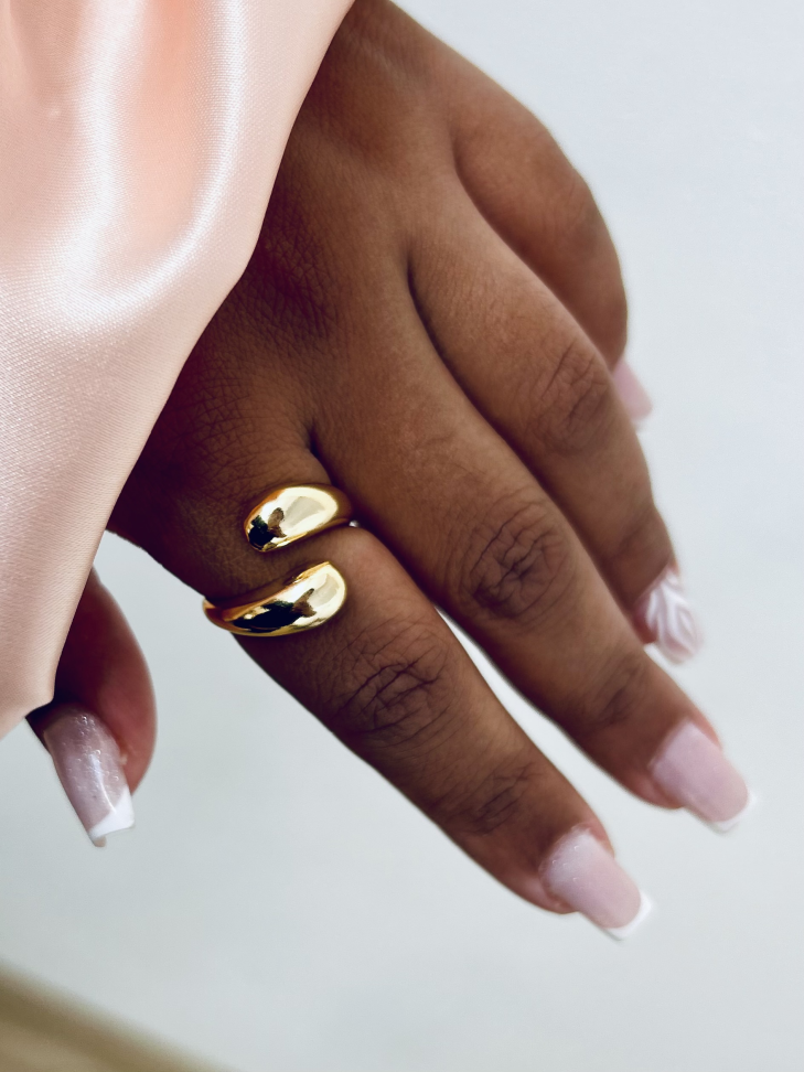 Anel Ajustável Gota Dupla Banhado Ouro 18k (Minimalista) - #9