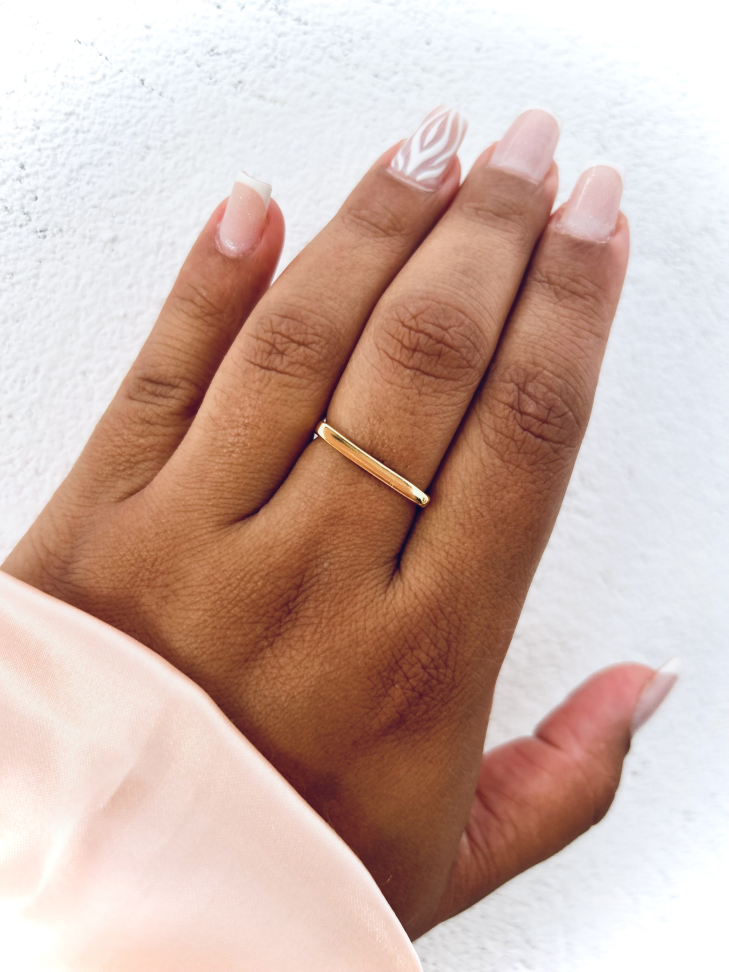 Anel Slim Quadrado Minimalista Banhado Ouro 18k - #6
